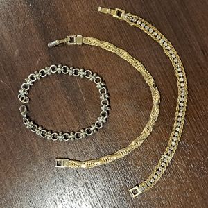 Bracelets 3 Goldtone 7.5"
